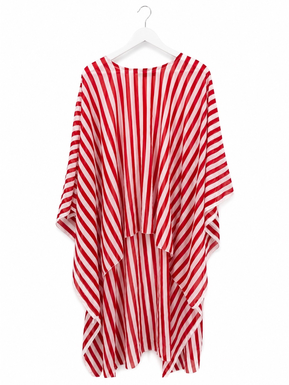 Audrey Lane Red White Striped Kimono Overlay Top Sheer Flowy Plus Size